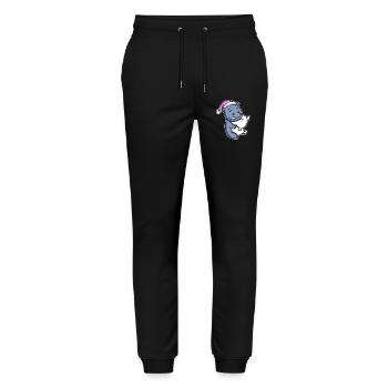 Hippopotamus Tired Sleeping Sleeping Girl - Stanley/Stella Mover Unisex Organic Jogging Trousers - black - Front - Marisol (170cm) & Nik (191cm)