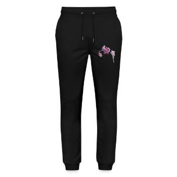 Orchidee - Pflanze - Blume - Stanley/Stella Unisex Bio Jogginghose Mover  - Schwarz - Vorne - Marisol (170cm) & Nik (191cm)