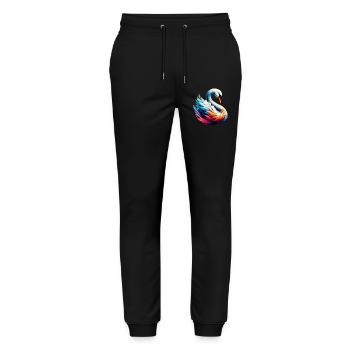 Schwan - Stanley/Stella Unisex Bio Jogginghose Mover  - Schwarz - Vorne - Marisol (170cm) & Nik (191cm)
