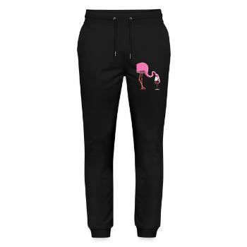 Flamant rose avec verre à vin - Pantalon de jogging bio MOVER Stanley/Stella unisexe - noir - Devant - Marisol (170cm) & Nik (191cm)