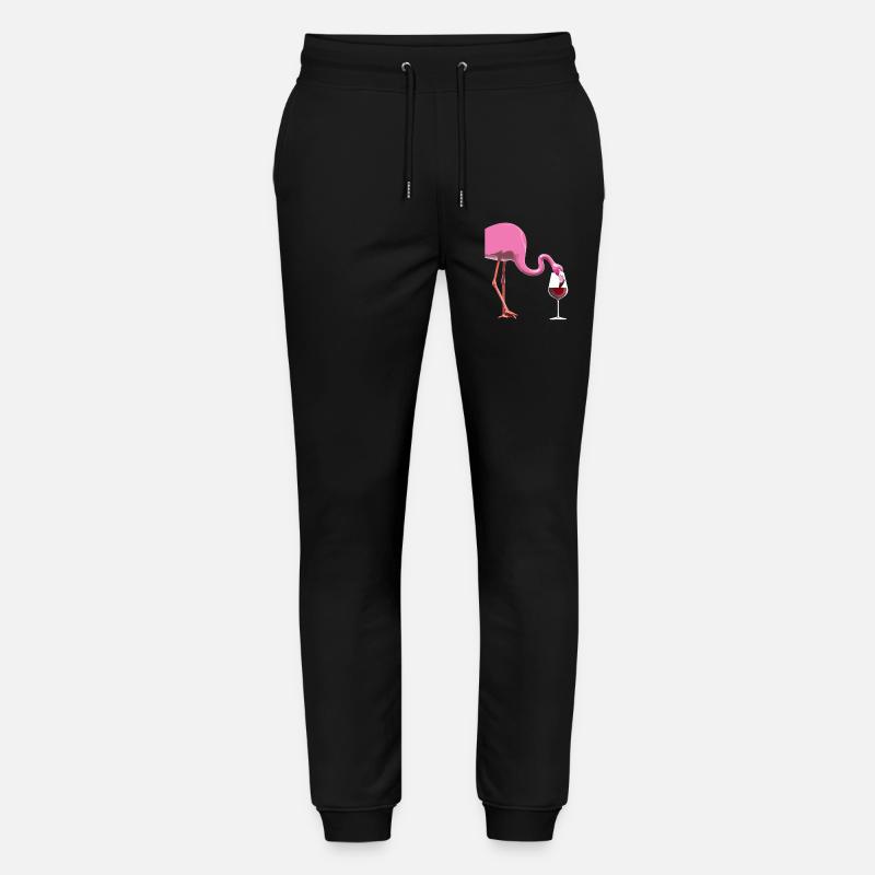 Flamant rose avec verre à vin - Pantalon de jogging bio MOVER Stanley/Stella unisexe - noir