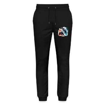 Finanzen Stier Bär Kampf Wallstreet Geschenk - Stanley/Stella Unisex Bio Jogginghose Mover  - Schwarz - Vorne - Marisol (170cm) & Nik (191cm)