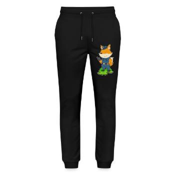 Fuchs Polizist Mikrofon Polizei - Stanley/Stella Unisex Bio Jogginghose Mover  - Schwarz - Vorne - Marisol (170cm) & Nik (191cm)