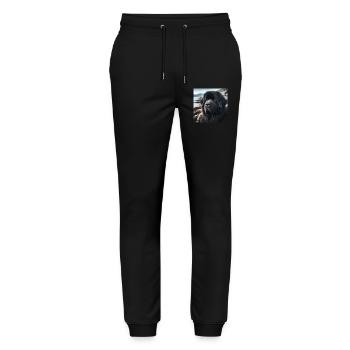 La gentillesse a fait un chien : le Terre-Neuve - Pantalon de jogging bio MOVER Stanley/Stella unisexe - noir - Devant - Marisol (170cm) & Nik (191cm)