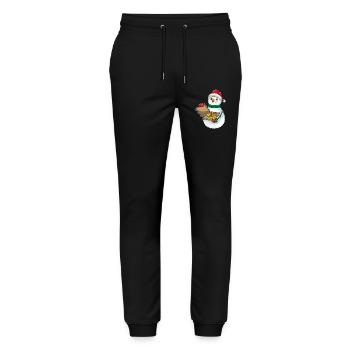 Snowman Christmas Pizza - Stanley/Stella Mover Unisex Organic Jogging Trousers - black - Front - Marisol (170cm) & Nik (191cm)
