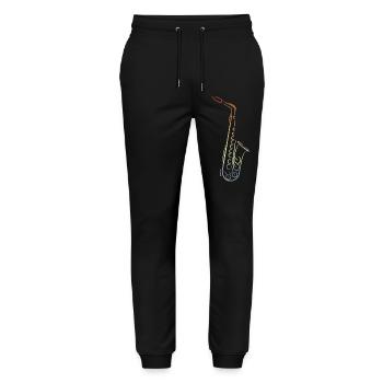 Vintage Saxophone Drawing - Stanley/Stella Mover Unisex Organic Jogging Trousers - black - Front - Marisol (170cm) & Nik (191cm)