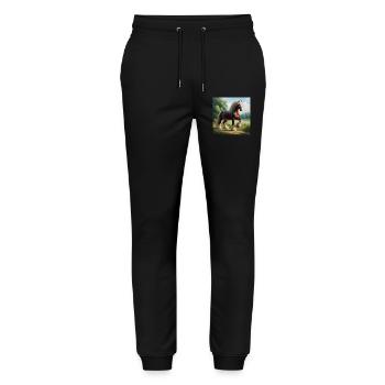 Watercolor Percheron Horse - Stanley/Stella Mover Unisex Organic Jogging Trousers - black - Front - Marisol (170cm) & Nik (191cm)