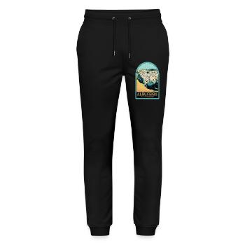Illustration Albufeira Luftaufnahme - Stanley/Stella Unisex Bio Jogginghose Mover  - Schwarz - Vorne - Marisol (170cm) & Nik (191cm)