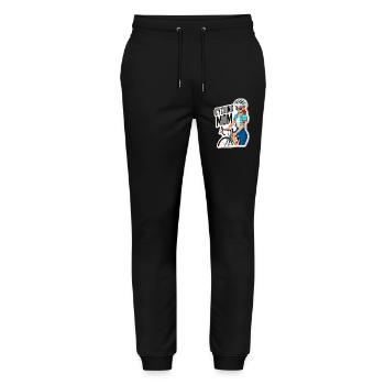 Cycling Mom Empowerment Sticker - Stanley/Stella Mover Unisex Organic Jogging Trousers - black - Front - Marisol (170cm) & Nik (191cm)