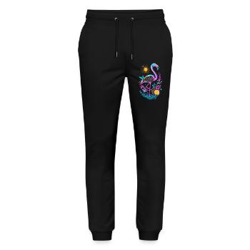 Flamingo Pineapple Fruits - Stanley/Stella Mover Unisex Organic Jogging Trousers - black - Front - Marisol (170cm) & Nik (191cm)