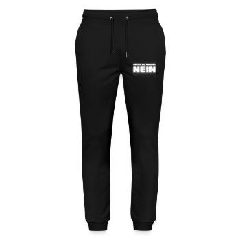 Bevor Du Fragst NEIN - Stanley/Stella Unisex Bio Jogginghose Mover  - Schwarz - Vorne - Marisol (170cm) & Nik (191cm)