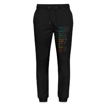 POSITIV DENKEN - Stanley/Stella Unisex Bio Jogginghose Mover  - Schwarz - Vorne - Marisol (170cm) & Nik (191cm)