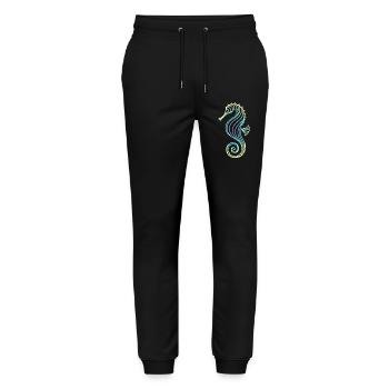 Seepferdchen Farbverlauf Blau Gelb Tribal Grün - Stanley/Stella Unisex Bio Jogginghose Mover  - Schwarz - Vorne - Marisol (170cm) & Nik (191cm)