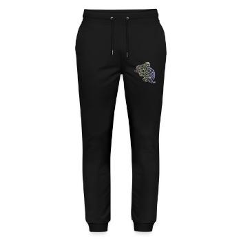 Koala in Aborigine-Mustern, Stammesmuster - Stanley/Stella Unisex Bio Jogginghose Mover  - Schwarz - Vorne - Marisol (170cm) & Nik (191cm)