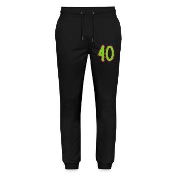 40. 40 JAHRE. 40-JÄHRIGES JUBILÄUM - Stanley/Stella Unisex Bio Jogginghose Mover  - Schwarz - Vorne - Marisol (170cm) & Nik (191cm)