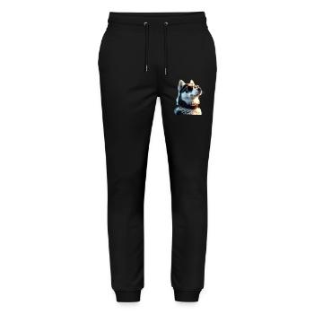 Husky Dogs Lover Dog Love Siberian Huskies - Stanley/Stella Mover Unisex Organic Jogging Trousers - black - Front - Marisol (170cm) & Nik (191cm)