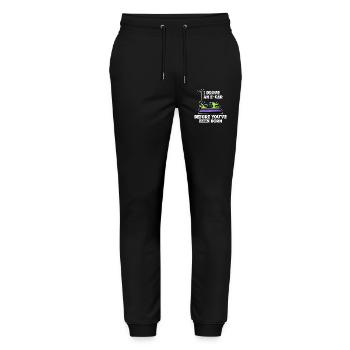 Refueling E-car Electrical Energy Statement Electricity - Stanley/Stella Mover Unisex Organic Jogging Trousers - black - Front - Marisol (170cm) & Nik (191cm)