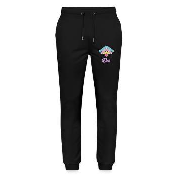 1st Birthday Rainbow Baby Motif - Stanley/Stella Mover Unisex Organic Jogging Trousers - black - Front - Marisol (170cm) & Nik (191cm)