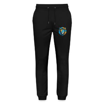 Farbenfroher Löwenkopf-Ikone - Stanley/Stella Unisex Bio Jogginghose Mover  - Schwarz - Vorne - Marisol (170cm) & Nik (191cm)