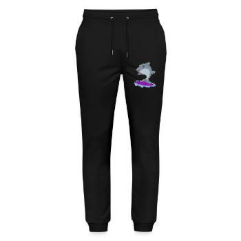 Dolphin Surfing Surfboard Summer - Stanley/Stella Mover Unisex Organic Jogging Trousers - black - Front - Marisol (170cm) & Nik (191cm)