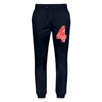 4 - Four Number Number Pattern Red - Stanley/Stella Mover Unisex Organic Jogging Trousers - navy - Front - Marisol (170cm) & Nik (191cm)