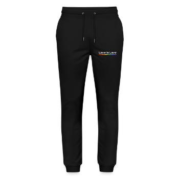 Love is Love Pride Flag Banner - Stanley/Stella Mover Unisex Organic Jogging Trousers - black - Front - Marisol (170cm) & Nik (191cm)