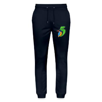 5th Birthday Motif Bird - 5 years - Stanley/Stella Mover Unisex Organic Jogging Trousers - navy - Front - Marisol (170cm) & Nik (191cm)