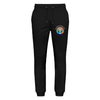 LGBT. Casque sur le monde éteint - Pantalon de jogging bio MOVER Stanley/Stella unisexe - noir - Devant - Marisol (170cm) & Nik (191cm)
