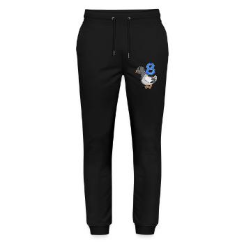 Motif 8ème Anniversaire Colombe - Huit ans - Pantalon de jogging bio MOVER Stanley/Stella unisexe - noir - Devant - Marisol (170cm) & Nik (191cm)