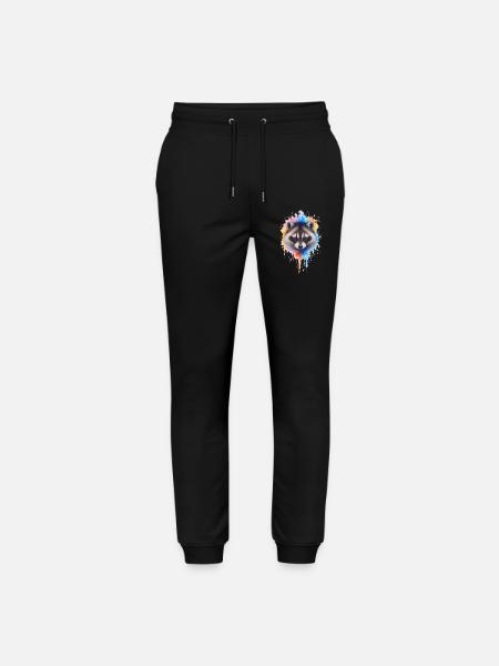 Aquarell Waschbär Farbexplosion - Stanley/Stella Unisex Bio Jogginghose Mover - Schwarz