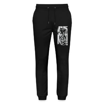 Motorrad Racing Caferacer Streetfighter Biker Icon - Stanley/Stella Unisex Bio Jogginghose Mover  - Schwarz - Vorne - Marisol (170cm) & Nik (191cm)