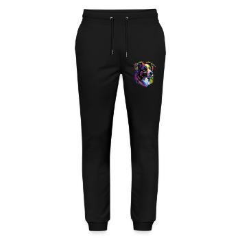Australian Shepherd Bright Colors Pop Art Aussie - Stanley/Stella Mover Unisex Organic Jogging Trousers - black - Front - Marisol (170cm) & Nik (191cm)