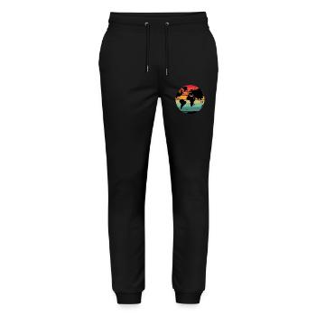 Colorful Retro World Map Design - Stanley/Stella Mover Unisex Organic Jogging Trousers - black - Front - Marisol (170cm) & Nik (191cm)