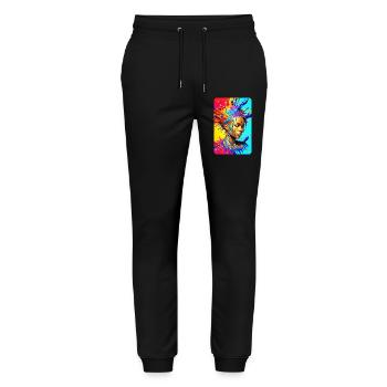 colorful splash art portrait black fierce woman - Stanley/Stella Mover Unisex Organic Jogging Trousers - black - Front - Marisol (170cm) & Nik (191cm)