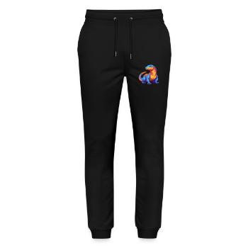 Komodowaran Bunte Kawaii Zeichentrickfigur - Stanley/Stella Unisex Bio Jogginghose Mover  - Schwarz - Vorne - Marisol (170cm) & Nik (191cm)