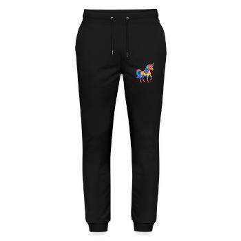 Einhorn Bunte Kawaii Cartoon Figur Clipart - Stanley/Stella Unisex Bio Jogginghose Mover  - Schwarz - Vorne - Marisol (170cm) & Nik (191cm)