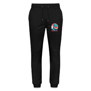 Cute T-Rex Watermelon Summer Gift - Stanley/Stella Mover Unisex Organic Jogging Trousers - black - Front - Marisol (170cm) & Nik (191cm)