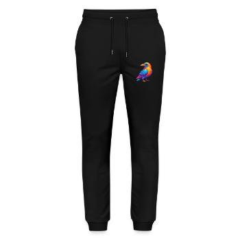 corbeau coloré Kawaii personnage de dessin animé oiseau - Pantalon de jogging bio MOVER Stanley/Stella unisexe - noir - Devant - Marisol (170cm) & Nik (191cm)