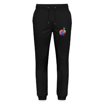 Peacock Colorful Kawaii Cartoon Character Bird - Stanley/Stella Mover Unisex Organic Jogging Trousers - black - Front - Marisol (170cm) & Nik (191cm)