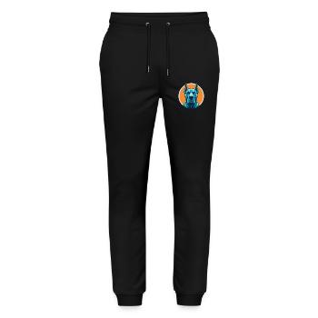 Deutsche Dogge Hund Niedlich Kawaii Cartoon Tier Haustier Logo - Stanley/Stella Unisex Bio Jogginghose Mover  - Schwarz - Vorne - Marisol (170cm) & Nik (191cm)
