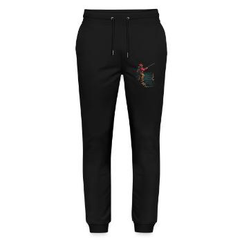 Fishing Pixel Graphic - Stanley/Stella Mover Unisex Organic Jogging Trousers - black - Front - Marisol (170cm) & Nik (191cm)