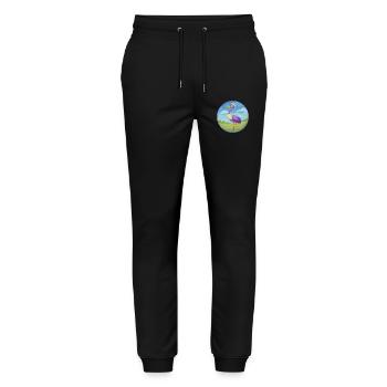 Kranich Niedlich Kawaii Cartoon Clipart Tier Haustier - Stanley/Stella Unisex Bio Jogginghose Mover  - Schwarz - Vorne - Marisol (170cm) & Nik (191cm)