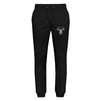 Oryx mignon Kawaii dessin animé Clipart visage d’animal - Pantalon de jogging bio MOVER Stanley/Stella unisexe - noir - Devant - Marisol (170cm) & Nik (191cm)