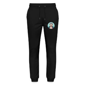 Schildkröte Kawaii Cartoon Figur Tier Haustier Gesicht - Stanley/Stella Unisex Bio Jogginghose Mover  - Schwarz - Vorne - Marisol (170cm) & Nik (191cm)
