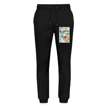 Das Lustige-Tiere-Alphabet - Stanley/Stella Unisex Bio Jogginghose Mover  - Schwarz - Vorne - Marisol (170cm) & Nik (191cm)