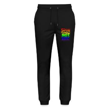 SERVING LOOKS, NOT GENDER ROLES - Stanley/Stella Mover Unisex Organic Jogging Trousers - black - Front - Marisol (170cm) & Nik (191cm)