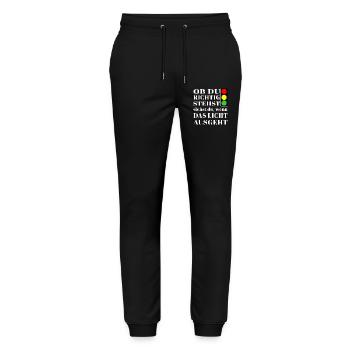 Ob du richtig stehst siehst du Ampel - Stanley/Stella Unisex Bio Jogginghose Mover  - Schwarz - Vorne - Marisol (170cm) & Nik (191cm)