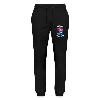 Kleiner Panda auf Skateboard - Stanley/Stella Unisex Bio Jogginghose Mover  - Schwarz - Vorne - Marisol (170cm) & Nik (191cm)