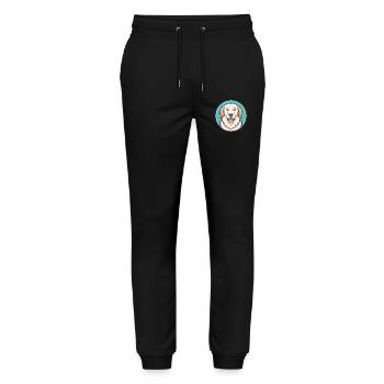 Grande Pyrénées Chien Race Dessin animé Kawaii Clipart - Pantalon de jogging bio MOVER Stanley/Stella unisexe - noir - Devant - Marisol (170cm) & Nik (191cm)