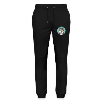 Westsibirische Laika Hunderasse Lustiger Cartoon Kawaii - Stanley/Stella Unisex Bio Jogginghose Mover  - Schwarz - Vorne - Marisol (170cm) & Nik (191cm)